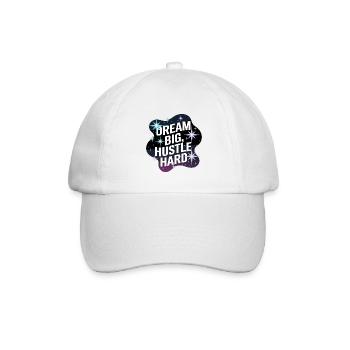 Dream Big, Hustle Hard – Nachthimmel - Baseballkappe - Weiß/Weiß - Vorne