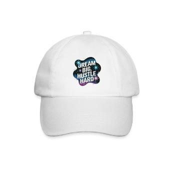 Dream Big, Hustle Hard – Nachthimmel - Baseballkappe - Weiß/Weiß - Vorne