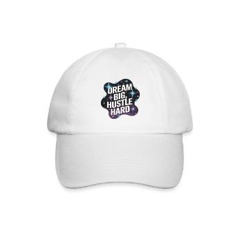 Dream Big, Hustle Hard – Nachthimmel - Baseballkappe - Weiß/Weiß - Vorne