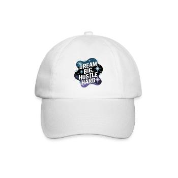 Dream Big, Hustle Hard – Nachthimmel - Baseballkappe - Weiß/Weiß - Vorne