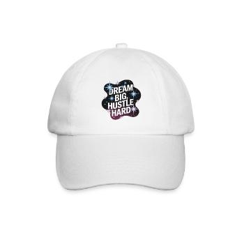 Dream Big, Hustle Hard – Nachthimmel - Baseballkappe - Weiß/Weiß - Vorne