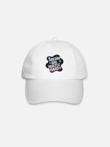 Dream Big, Hustle Hard – Nachthimmel - Baseballkappe - Weiß/Weiß