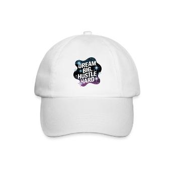 Dream Big, Hustle Hard – Nachthimmel - Baseballkappe - Weiß/Weiß - Vorne