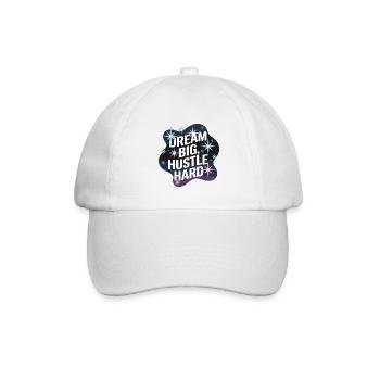 Dream Big, Hustle Hard – Nachthimmel - Baseballkappe - Weiß/Weiß - Vorne