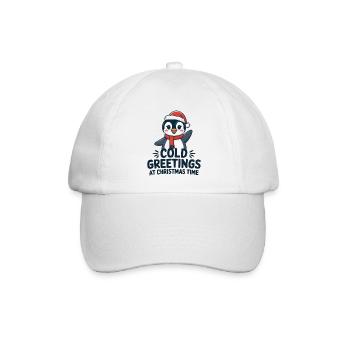 Kühle Grüße zur Weihnachtszeit – Pinguin - Baseballkappe - Weiß/Weiß - Vorne