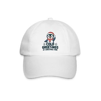 Kühle Grüße zur Weihnachtszeit – Pinguin - Baseballkappe - Weiß/Weiß - Vorne