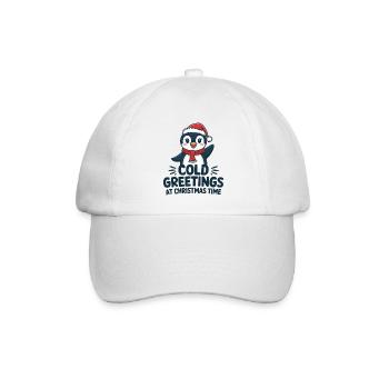 Kühle Grüße zur Weihnachtszeit – Pinguin - Baseballkappe - Weiß/Weiß - Vorne
