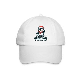Kühle Grüße zur Weihnachtszeit – Pinguin - Baseballkappe - Weiß/Weiß - Vorne