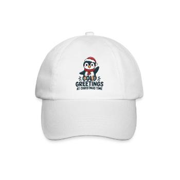 Kühle Grüße zur Weihnachtszeit – Pinguin - Baseballkappe - Weiß/Weiß - Vorne
