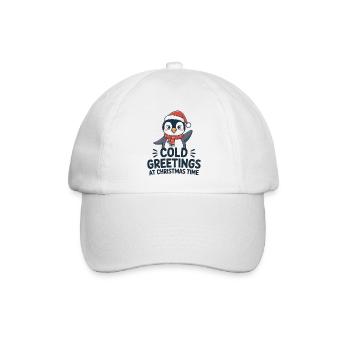 Kühle Grüße zur Weihnachtszeit – Pinguin - Baseballkappe - Weiß/Weiß - Vorne