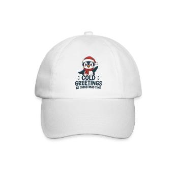 Kühle Grüße zur Weihnachtszeit – Pinguin - Baseballkappe - Weiß/Weiß - Vorne