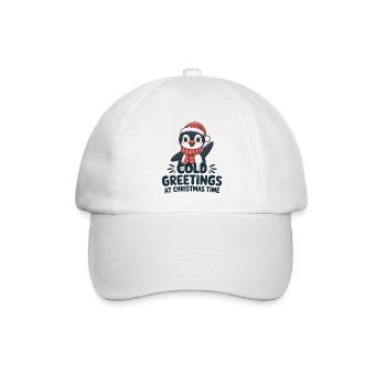 Kühle Grüße zur Weihnachtszeit – Pinguin - Baseballkappe - Weiß/Weiß - Vorne