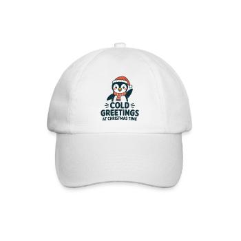 Kühle Grüße zur Weihnachtszeit – Pinguin - Baseballkappe - Weiß/Weiß - Vorne