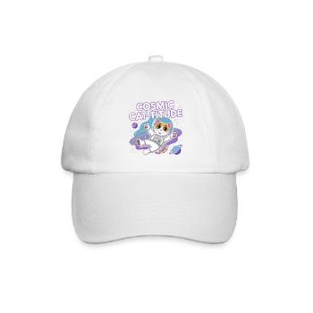 Cosmic Cat-titude – Intergalaktische Katzenpower - Baseballkappe - Weiß/Weiß - Vorne