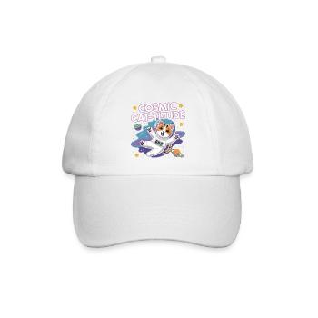 Cosmic Cat-titude – Intergalaktische Katzenpower - Baseballkappe - Weiß/Weiß - Vorne