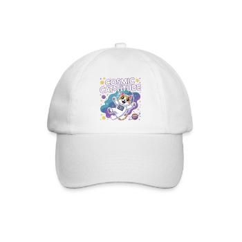 Cosmic Cat-titude – Intergalaktische Katzenpower - Baseballkappe - Weiß/Weiß - Vorne