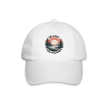 Life Is Short – Enjoy Every Moment - Baseballkappe - Weiß/Weiß - Vorne
