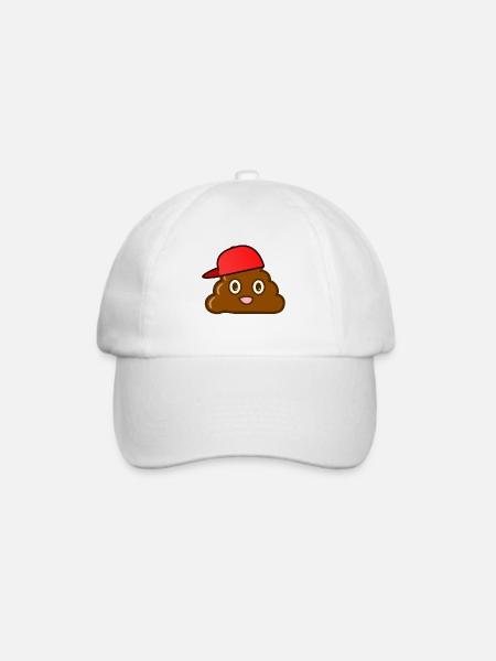 Mr. Turd Dude - Fröhlicher Kackhaufen mit Cap - Baseballkappe - Weiß/Weiß