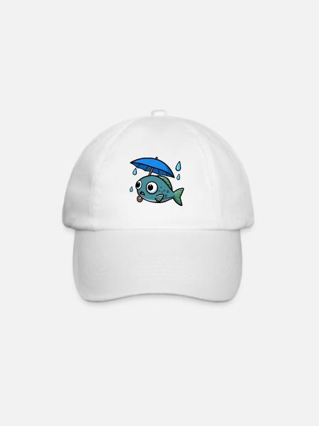 Wasser See Meer Fisch Regenschirm Regen - Baseballkappe - Weiß/Weiß