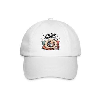 Stay Soft, Nap Often – Kuschelkatze - Baseballkappe - Weiß/Weiß - Vorne