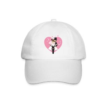 Brautpaar auf dem Motorrad - Rosa - Baseballkappe - Weiß/Weiß - Vorne