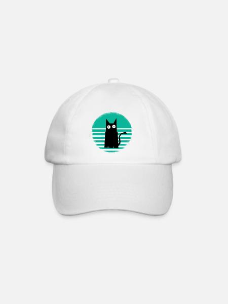 Schwarze Katze Sunset Mint - Baseballkappe - Weiß/Weiß