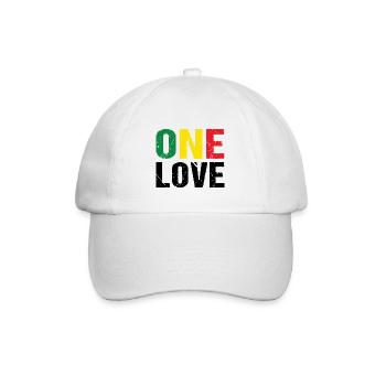 One Love Reggae Musik Jamaica - Baseballkappe - Weiß/Weiß - Vorne