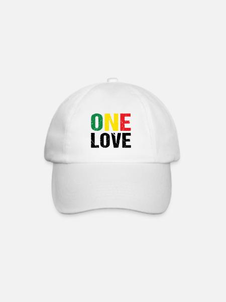 One Love Reggae Musik Jamaica - Baseballkappe - Weiß/Weiß