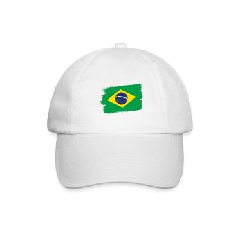 Brasilien Flagge Brasilianische Fahne Südamerika - Baseballkappe - Weiß/Weiß - Vorne