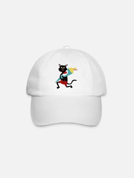Katze_Schultüte - Baseballkappe - Weiß/Weiß