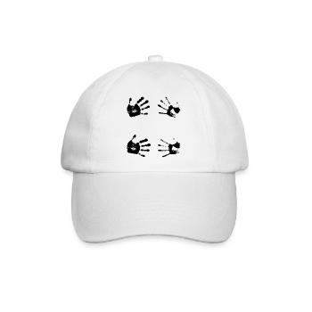 Schwarze Handabdrücke. Geschenk - Baseballkappe - Weiß/Weiß - Vorne