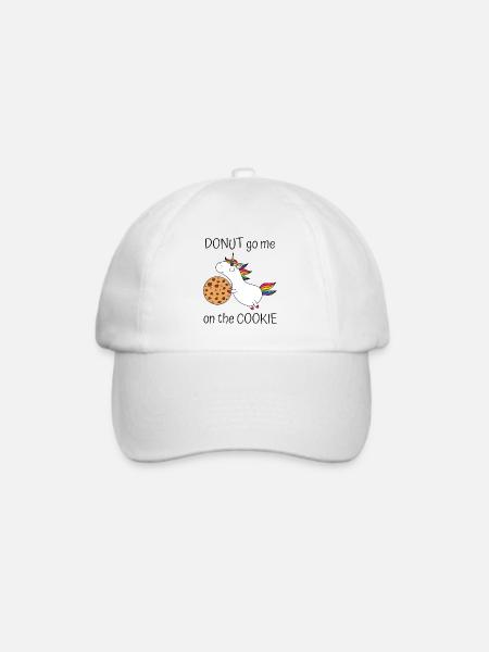 Donut go me on the cookie - Einhorn mit Keks - Baseballkappe - Weiß/Weiß