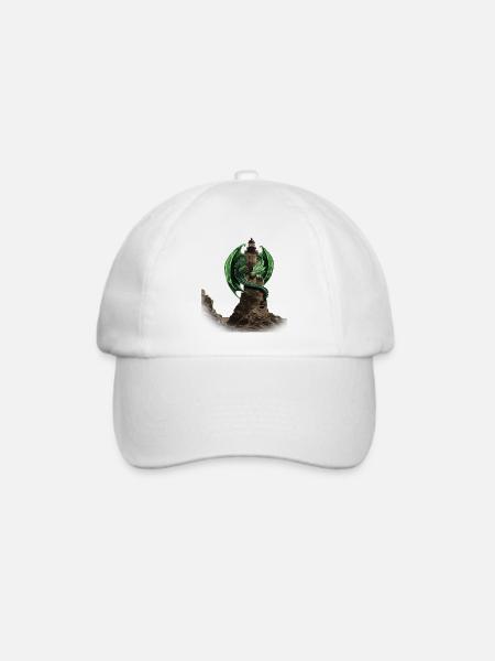 Drachen Leuchtturm von Custom - Baseballkappe - Weiß/Weiß