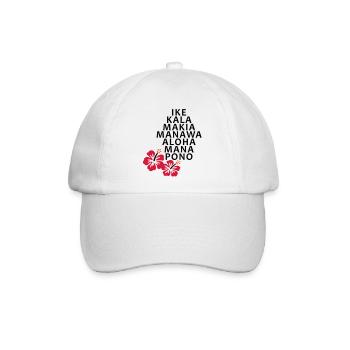 Die 7 Huna Prinzipien / Hibiscus Blüten - Baseballkappe - Weiß/Weiß - Vorne
