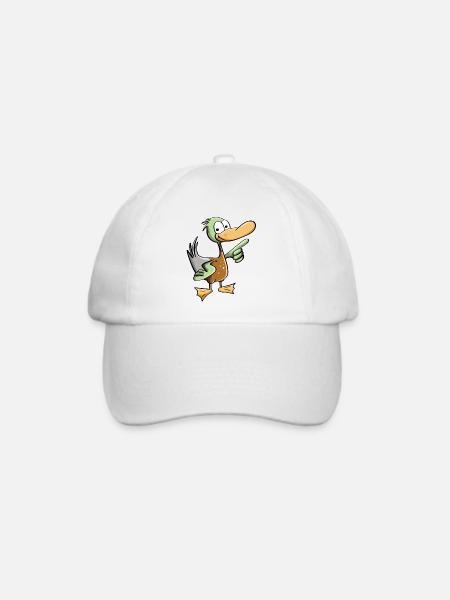 Lustiger Erpel - Ente Comic - Baseballkappe - Weiß/Weiß