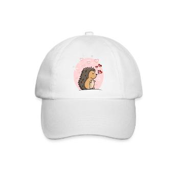 Igel mit Herzen - Baseballkappe - Weiß/Weiß - Vorne