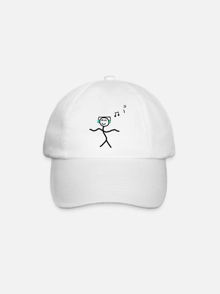 Musik Tanzen Happy Strichmännchen - Baseballkappe - Weiß/Weiß