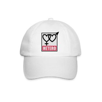 04 HETERO Herzen Liebe Love Heterosexuell - Baseballkappe - Weiß/Weiß - Vorne