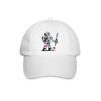 Roboter mit einem Pinsel - Baseballkappe - Weiß/Weiß - Vorne