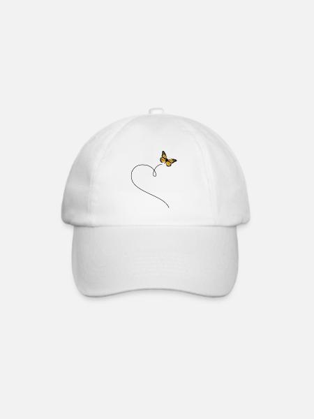 Schmetterling mit Herz - Baseballkappe - Weiß/Weiß