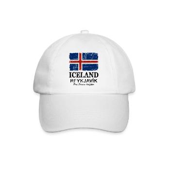 Iceland Vintage Flag - Baseballkappe - Weiß/Weiß - Vorne
