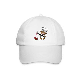 Teddybär Fantasy Horror Koch Fleisch Veganer Huhn - Baseballkappe - Weiß/Weiß - Vorne