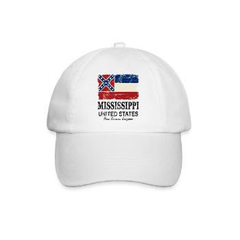 Mississippi Flag - Vintage Look - Baseballkappe - Weiß/Weiß - Vorne