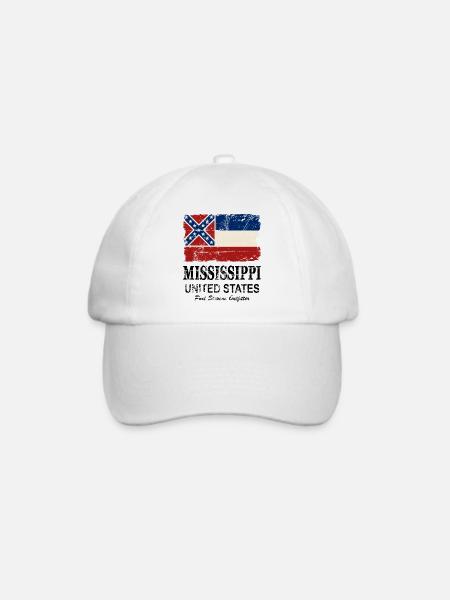 Mississippi Flag - Vintage Look - Baseballkappe - Weiß/Weiß