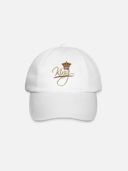 krone gold the king text logo design cool chef - Baseballkappe - Weiß/Weiß