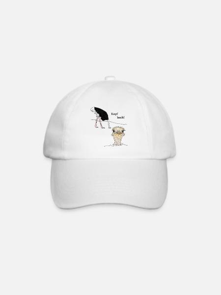 Kopf hoch, Vogel Strauss - Baseballkappe - Weiß/Weiß