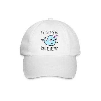 Wal Einhorn suess Geschenk BE DIFFERENT - Baseballkappe - Weiß/Weiß - Vorne
