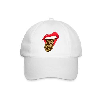 Rote Comic Lippen Leo - Baseballkappe - Weiß/Weiß - Vorne