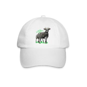 Kuh mit Kalb - vegan - Baseballkappe - Weiß/Weiß - Vorne