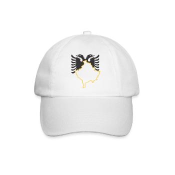 Kosovo - Albaner mit Gold - Baseballkappe - Weiß/Weiß - Vorne